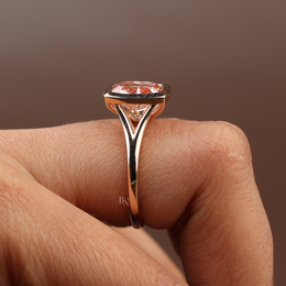 3ct Fancy Pink Cushion Lab Grown Diamond Engagement Ring | Solitaire 14K Gold