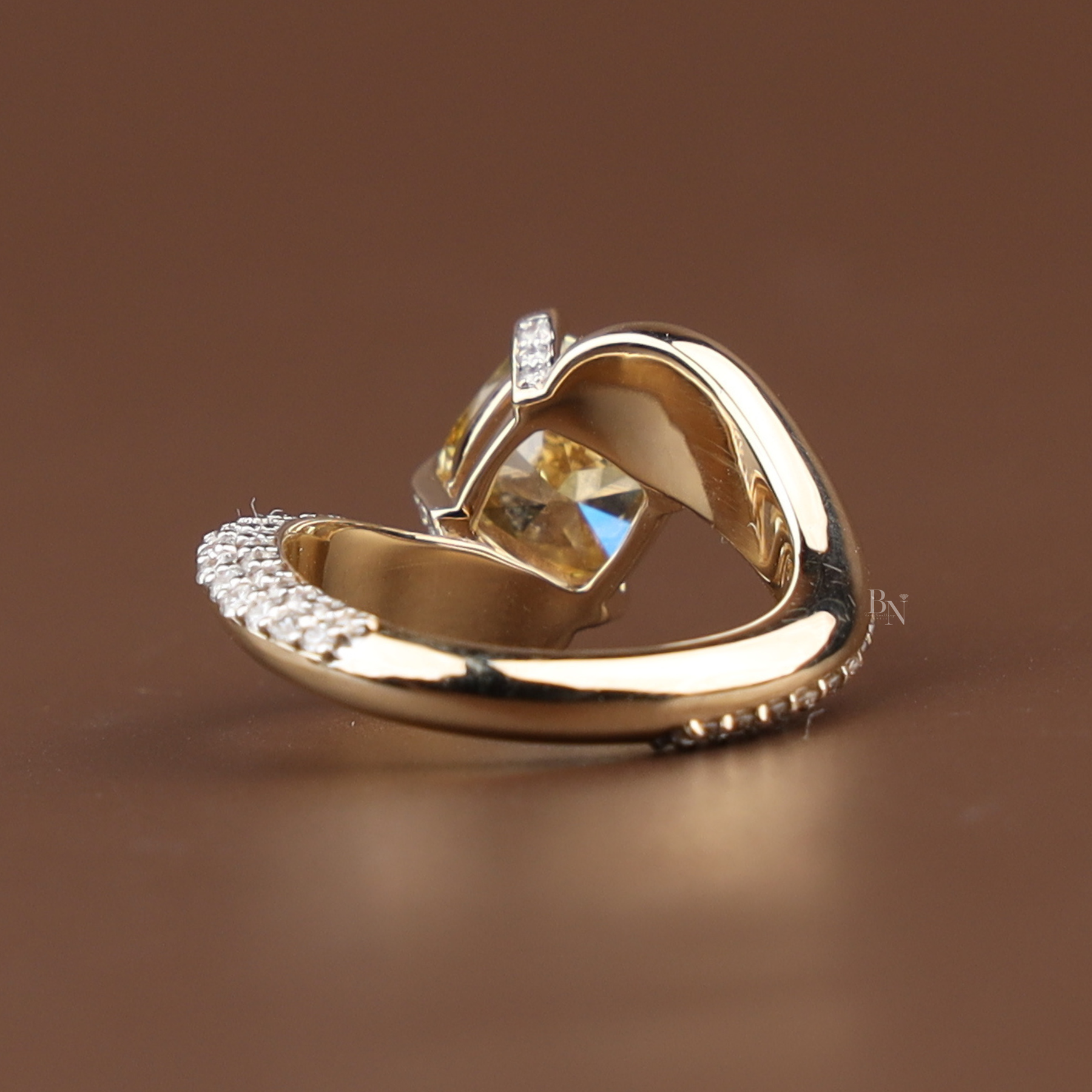 2ct Fancy Yellow Cushion Lab Grown Diamond Engagement Ring | Solitaire 14K Gold