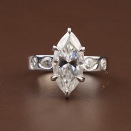 3ct Marquise Lab Grown Diamond Engagement Ring | Six Prong V-Tip Solitaire 14K White Gold
