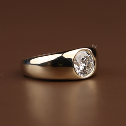 1.5ct Round Lab Grown Diamond Engagement Ring | Bezel Set Solitaire 14K Yellow Gold