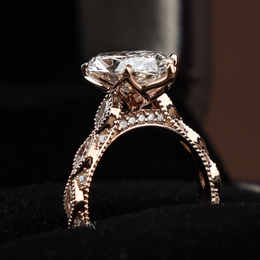 3ct Marquise Lab Grown Diamond Engagement Ring | Vintage Twisted Vine Band 14K Rose Gold