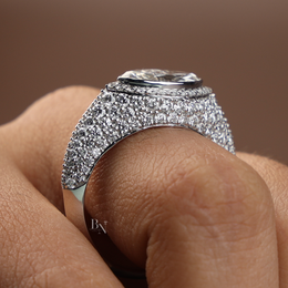 2ct Marquise Lab Grown Diamond Engagement Ring | Hidden Halo Pavé Band 14K White Gold