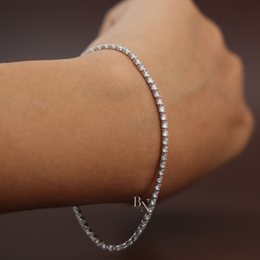 4ctw Round Lab Grown Diamond Tennis Bracelet | Classic Inline 14K White Gold