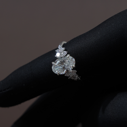 2ct Oval Lab Grown Diamond Engagement Ring | Cluster Setting 14K White Gold