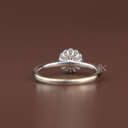 0.20ctw Round Brilliant Cut Lab Grown Diamond Ring | White Gold Composite Cluster Solitaire | Delicate Pave Band