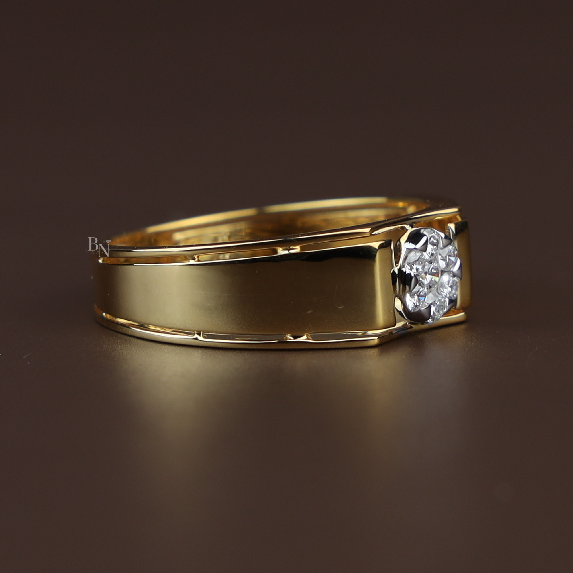 0.20ctw Cluster Lab Diamond Ring | Men's Wedding Band | 14k Yellow Gold | Modern Engagement | Statement Ring |Unisex Gold Band