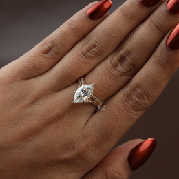 3ct Dutch Marquise Lab Grown Diamond Engagement Ring | Vintage Engraved Band 14K Yellow Gold