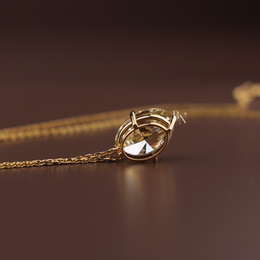 6ct Fancy Yellow Oval Moissanite Necklace | Solitaire Pendant 14K Gold