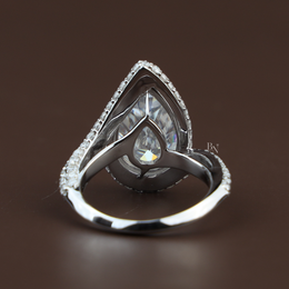 5.50ct Pear Moissanite Engagement Ring | Triple Pavé Bypass Band 14K White Gold