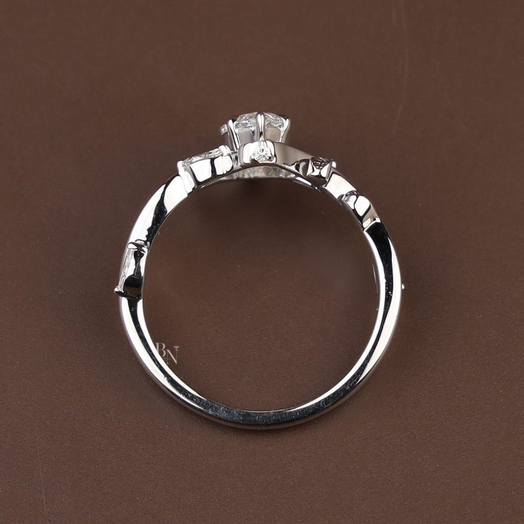 1ct Marquise Lab Diamond Engagement Ring | Nature Vine Leaf Setting | 14k White Gold Bridal Ring | Marquise Cut Anniversary Gift for Her