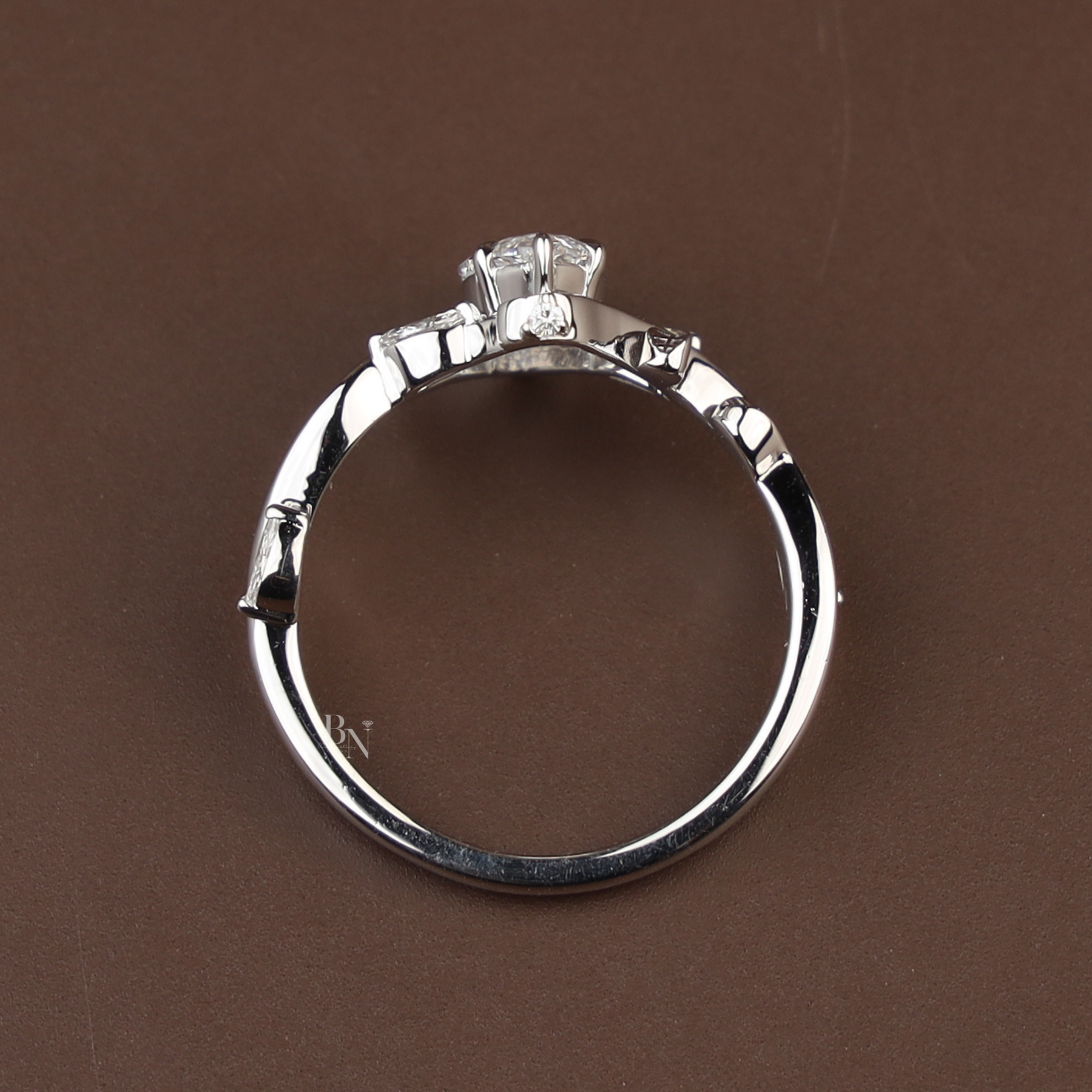 1ct Marquise Lab Grown Diamond Engagement Ring | Nature Vine Leaf Setting 14K White Gold