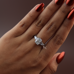 1.5ct Radiant Lab Grown Diamond Engagement Ring | Vintage Engraved Bezel Art Deco 14K Gold