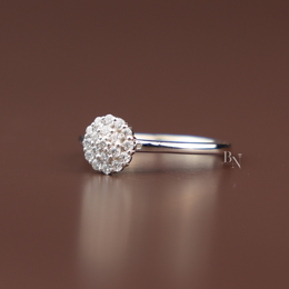 0.20ctw Round Brilliant Cut Lab Grown Diamond Ring | White Gold Composite Cluster Solitaire | Delicate Pave Band