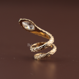 1ct Marquise Lab Grown Diamond Snake Ring | Serpent Wrap Symbolic 14K Yellow Gold