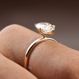 2ct Pear Cut Lab Grown Diamond Engagement Ring | Lotus Solitaire 14K Yellow Gold
