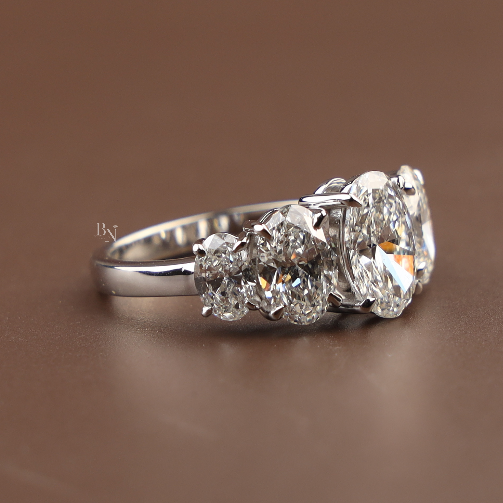 1.50CT Oval Lab Grown Diamond Five Stone Ring | Anniversary Band | Oval Cut Lab Diamond Wedding Ring | Bridal | 5 Stone