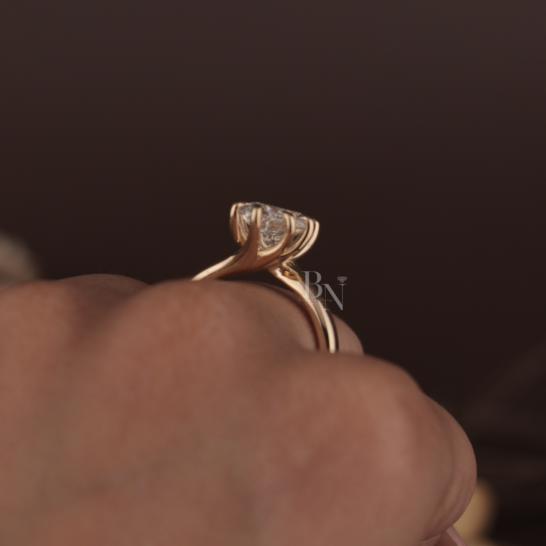2.5ct Oval Lab Grown Diamond Engagement Ring | Tulip Cathedral Setting 14K Solid Gold