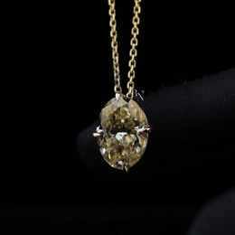 6ct Fancy Yellow Oval Moissanite Necklace | Solitaire Pendant 14K Gold