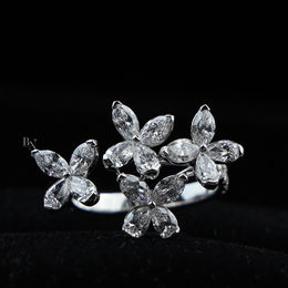 2ctw Butterfly Lab Grown Diamond Ring | Marquise Cut Cluster Bypass Band 14K White Gold