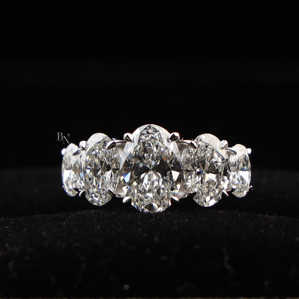 1.50CT Oval Lab Grown Diamond Five Stone Ring | Anniversary Band | Oval Cut Lab Diamond Wedding Ring | Bridal | 5 Stone