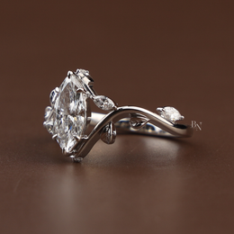 1ct Marquise Lab Grown Diamond Engagement Ring | Nature Vine Leaf Setting 14K White Gold