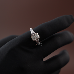 1.5ct Radiant Lab Grown Diamond Engagement Ring | Vintage Engraved Bezel Art Deco 14K Gold