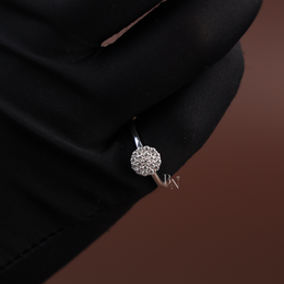 0.20ctw Round Brilliant Cut Lab Grown Diamond Ring | White Gold Composite Cluster Solitaire | Delicate Pave Band