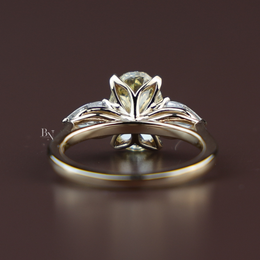 2ct Fancy Yellow Oval Lab Grown Diamond Engagement Ring | Three Stone Pear Cut 14K Yellow Gold