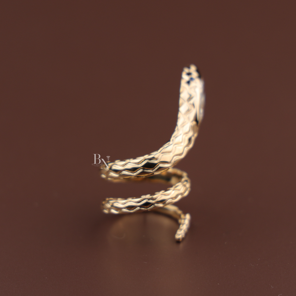 1ct Marquise Lab Diamond Snake Ring , 14K Yellow Gold Serpent Wrap Ring , Symbolic Animal Engagement Ring