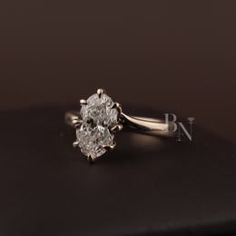 2.5ct Oval Lab Grown Diamond Engagement Ring | Tulip Cathedral Setting 14K Solid Gold