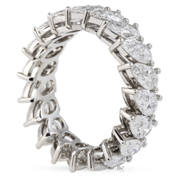 3.60ct Pear Lab Grown Diamond Eternity Band, Platinum Slanted Wedding Ring, 5.5mm Wide