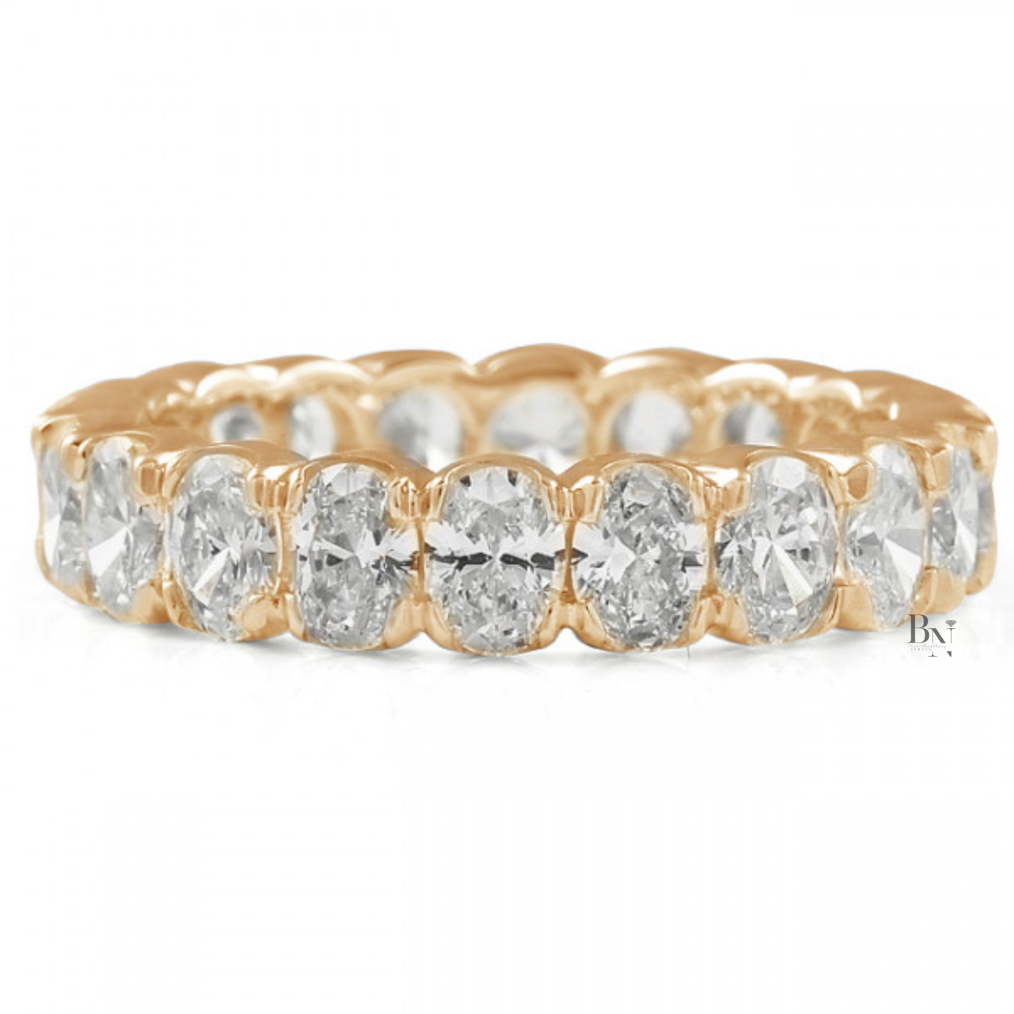 3.04ct Oval Lab Grown Diamond Eternity Band, Low Profile Wedding Ring, 4.2mm Wide