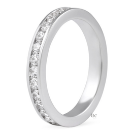 0.95ct Channel Set Lab Diamond Eternity Band, 14K Gold Round Brilliant Wedding Ring, 2.9mm