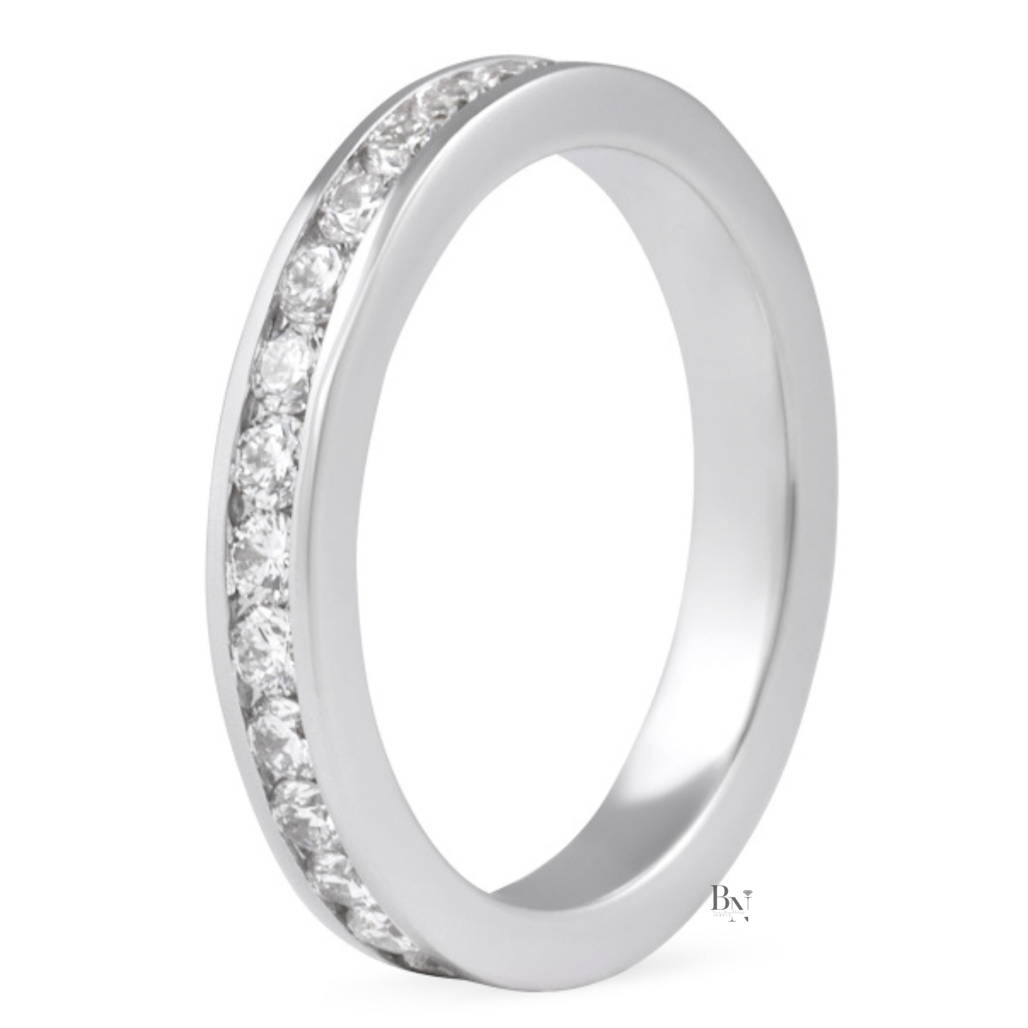 0.95ct Channel Set Lab Diamond Eternity Band, 14K Gold Round Brilliant Wedding Ring, 2.9mm
