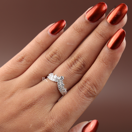 Stacking Band Lab Grown Diamond Curved , 1 CTW V Shaped Chevron Nesting Ring, Crown Tiara Wedding Band