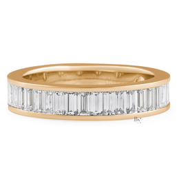 Baguette Lab Diamond Wedding Band, 3/4 Channel Set Eternity Ring, 1.5CTW 14K Gold Band, 4.3mm Wide