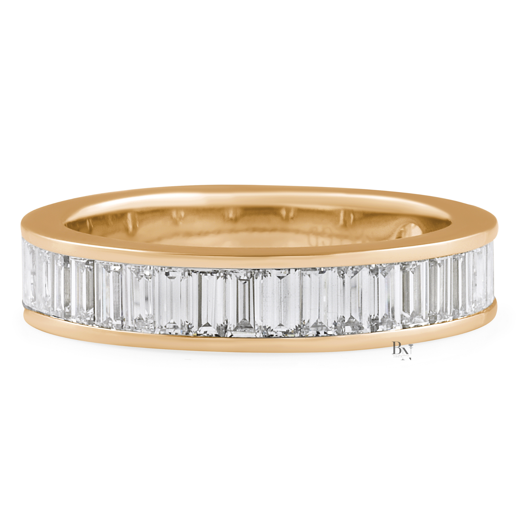 Baguette Lab Diamond Wedding Band, 3/4 Channel Set Eternity Ring, 1.5CTW 14K Gold Band, 4.3mm Wide