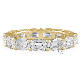 East West Antique Cushion Eternity Band, 4.10CT Lab Diamond Wedding Ring, Horizontal Shared Prong Band