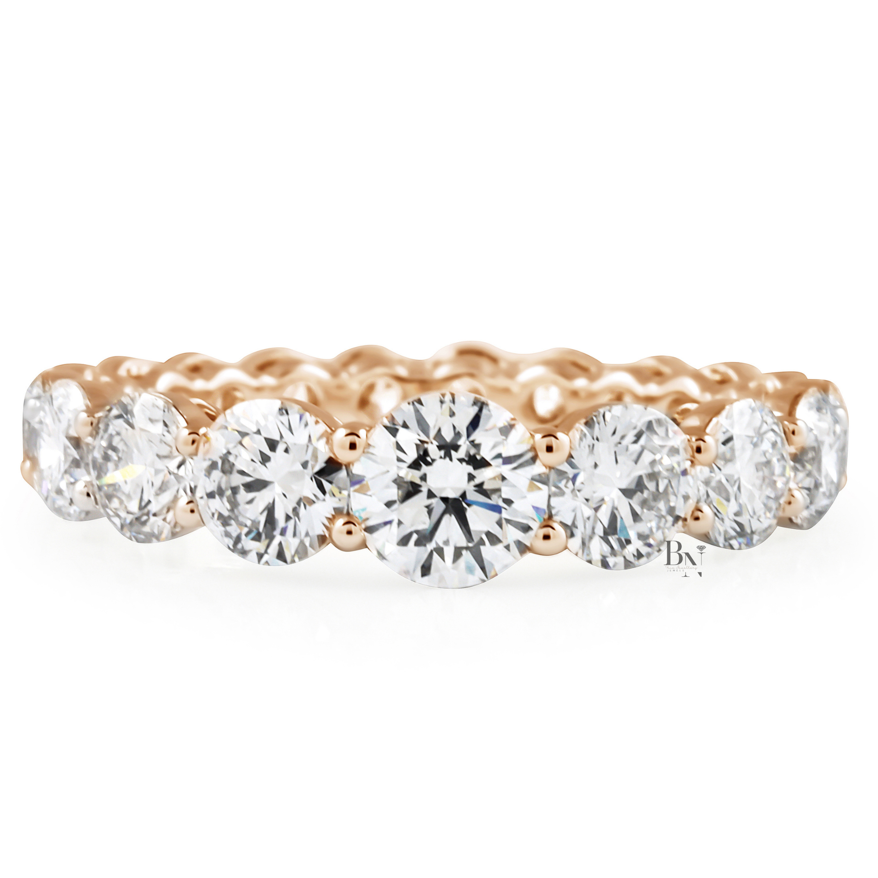 3.30ct Graduated Round Diamond Eternity Band, 14K Gold Tapered Wedding Ring, Shared Prong Lab Grown