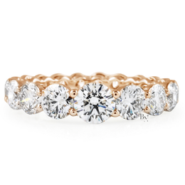 3.30ct Graduated Round Diamond Eternity Band, 14K Gold Tapered Wedding Ring, Shared Prong Lab Grown