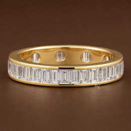 Baguette Cut Lab Diamond Band, 1.80 CTW Channel Set Eternity Ring, 14K Gold Bridal Stacking Ring