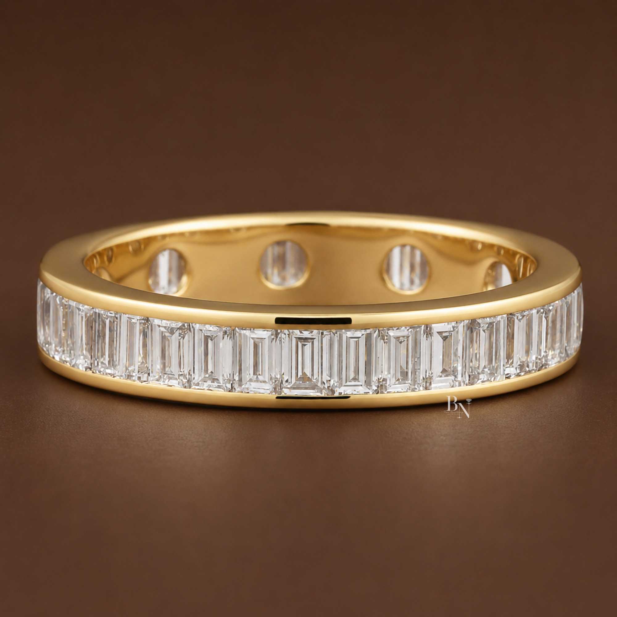 Baguette Cut Lab Diamond Band, 1.80 CTW Channel Set Eternity Ring, 14K Gold Bridal Stacking Ring