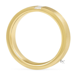 14K Gold Mens Lab Diamond Wedding Band, Matte Baguette Flush Set Ring, 5.2mm Minimalist Anniversary Band