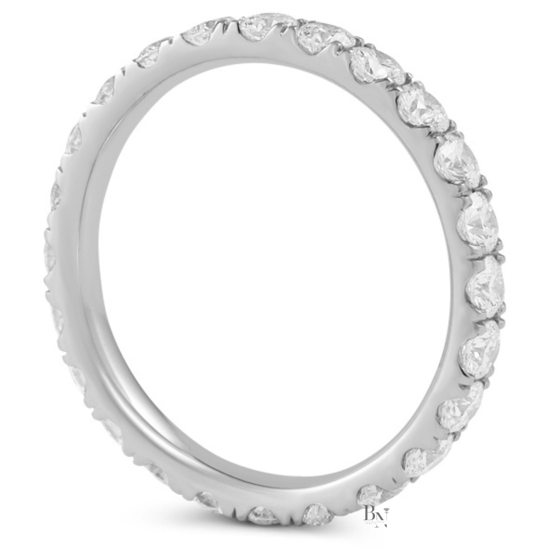 1.30ct Lab Grown Diamond Eternity Band, 14K Gold Pave Wedding Ring, 2.6mm Round Brilliant Anniversary
