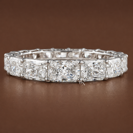 Radiant Cut Lab Diamond Eternity Band, Tapered Graduated Wedding Ring, 2.80CTW 14K Gold Band, 3.8mm Wide