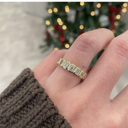 2.30ct Bezel Eternity Band, Emerald Cut Lab Diamond Wedding Ring, 4.8mm Wide Low Profile Anniversary Stacking Band