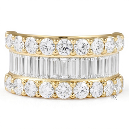 3.51ctw Baguette & Round Lab Grown Diamond Wedding Band, 10.6mm Wide Multi Row Statement Ring