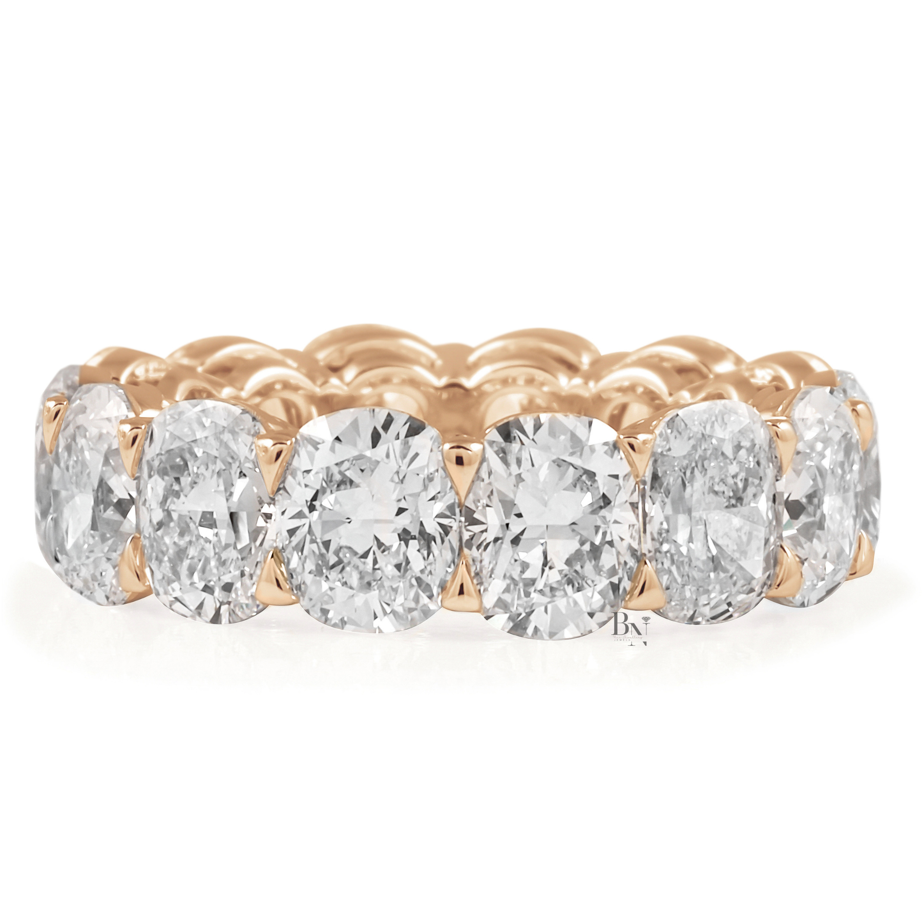 10.30CTW Cushion Cut Lab Diamond Eternity Band, Wide Full Eternity Wedding Ring, 14K Gold 6.2mm Statement Band