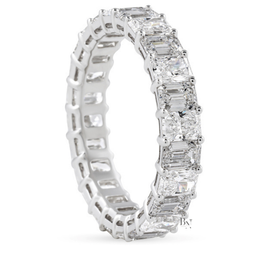 3.60CTW Alternating Emerald and Radiant Lab Diamond Band, Mixed Shape Full Eternity Ring, 14K Gold Wedding Band