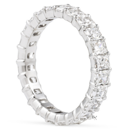 2.40ct Radiant Cut Eternity Band, Lab Grown Diamond Wedding Ring, 3.7mm Shared Prong